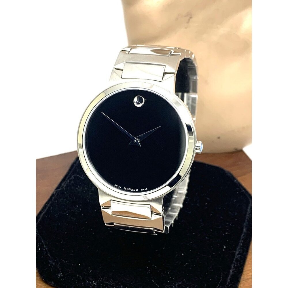 Movado Men's Watch 0607292 Temo Black Dial Swiss Quartz Silver Steel 38mm